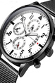 Silver Black Stainless Steel Band Quartz Men Watch