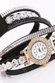 White Leather Band Rhinestone Quartz Watch