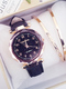 Black Leather Band Quartz Watch