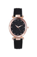 Black Leather Band Quartz Watch