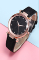 Black Leather Band Quartz Watch