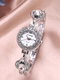 Silver Stainless Steel Band Rhinestone Quartz Watch