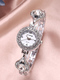 Silver Stainless Steel Band Rhinestone Quartz Watch