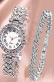 Silver Stainless Steel Band Rhinestone Quartz Watch