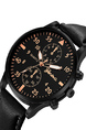 Black Leather Band Quartz Men Watch