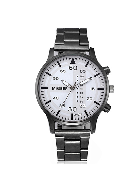 Silver Stainless Steel Band Quartz Men Watch