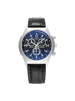 Black Leather Band Quartz Men Watch