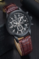 Brown Leather Band Quartz Men Watch