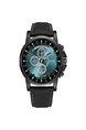 Black Leather Band Quartz Men Watch