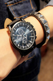 Black Leather Band Quartz Men Watch