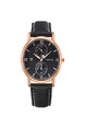 Black Leather Band Quartz Men Watch