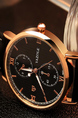 Black Leather Band Quartz Men Watch