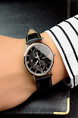 Black Leather Band Quartz Men Watch