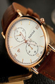 Brown Leather Band Quartz Men Watch
