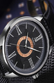 Black Leather Band Quartz Men Watch