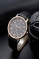 Black Leather Band Quartz Men Watch