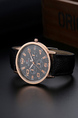 Black Leather Band Quartz Men Watch