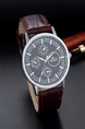 Brown Leather Band Quartz Men Watch