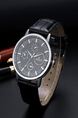 Black Leather Band Quartz Men Watch