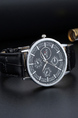 Black Leather Band Quartz Men Watch