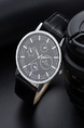 Black Leather Band Quartz Men Watch