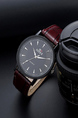 Brown Leather Band Quartz Men Watch