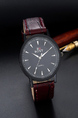 Brown Leather Band Quartz Men Watch