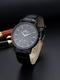 Black Leather Band Quartz Men Watch