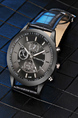 Black Leather Band Quartz Men Watch