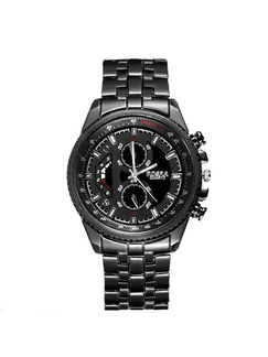 Black Stainless Steel Band Quartz Men Watch