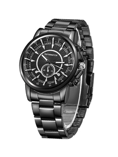 Black Stainless Steel Band Quartz Men Watch