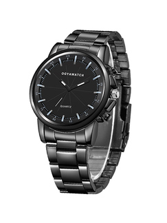 Black Stainless Steel Band Quartz Men Watch