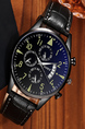 Black Leather Band Quartz Men Watch