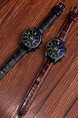 Black Leather Band Quartz Men Watch