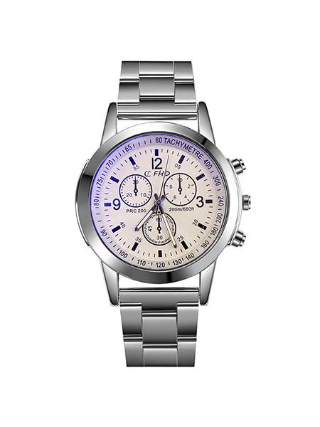 Silver Stainless Steel Band Quartz Men Watch