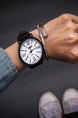 Black Leather Band Quartz Men Watch