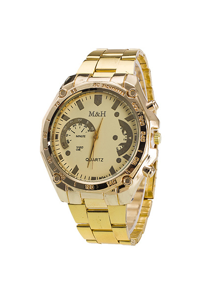 Gold Gold Plated Band Quartz Men Watch