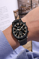 Black Leather Band Quartz Men Watch