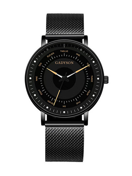 Black Alloy Mesh Band Quartz Men Watch