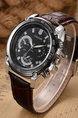 Brown Leather Band Quartz Men Watch