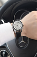 Black Leather Band Quartz Men Watch