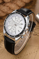 Black Leather Band Quartz Men Watch