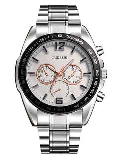 Silver Stainless Steel Band Quartz Men Watch