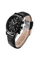 Black Leather Band Quartz Men Watch