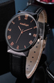 Black Leather Band Quartz Men Watch