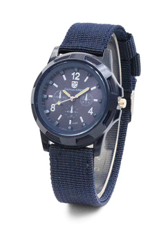 Navy Blue Canvas Band Quartz Men Watch