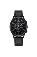 Black Leather Band Quartz Men Watch