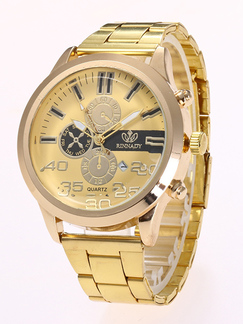 Gold Gold Plated Band Quartz Men Watch