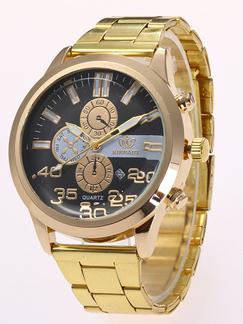 Gold Gold Plated Band Quartz Men Watch