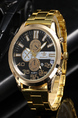 Gold Gold Plated Band Quartz Men Watch